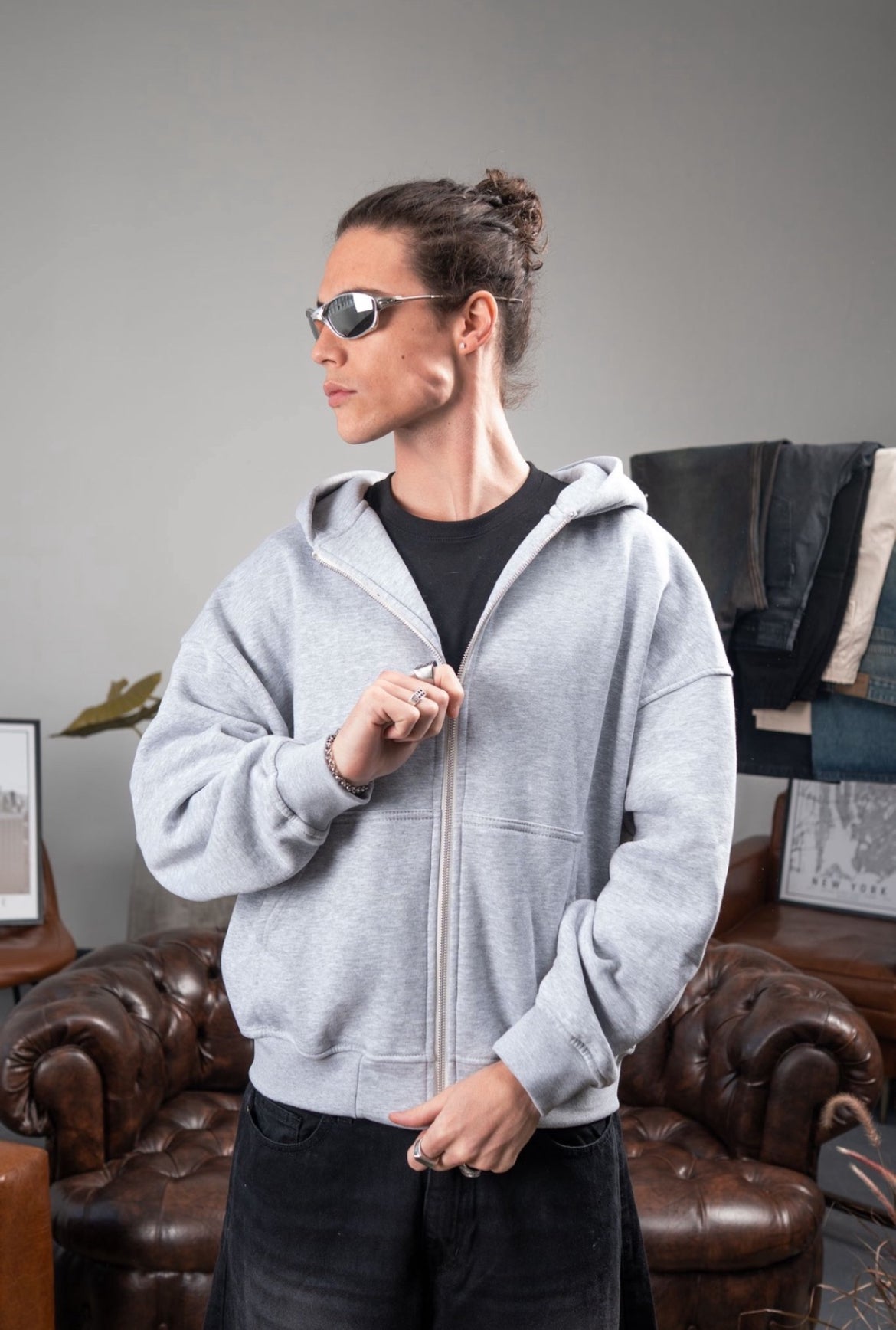CAMPERA ZIP GRIS